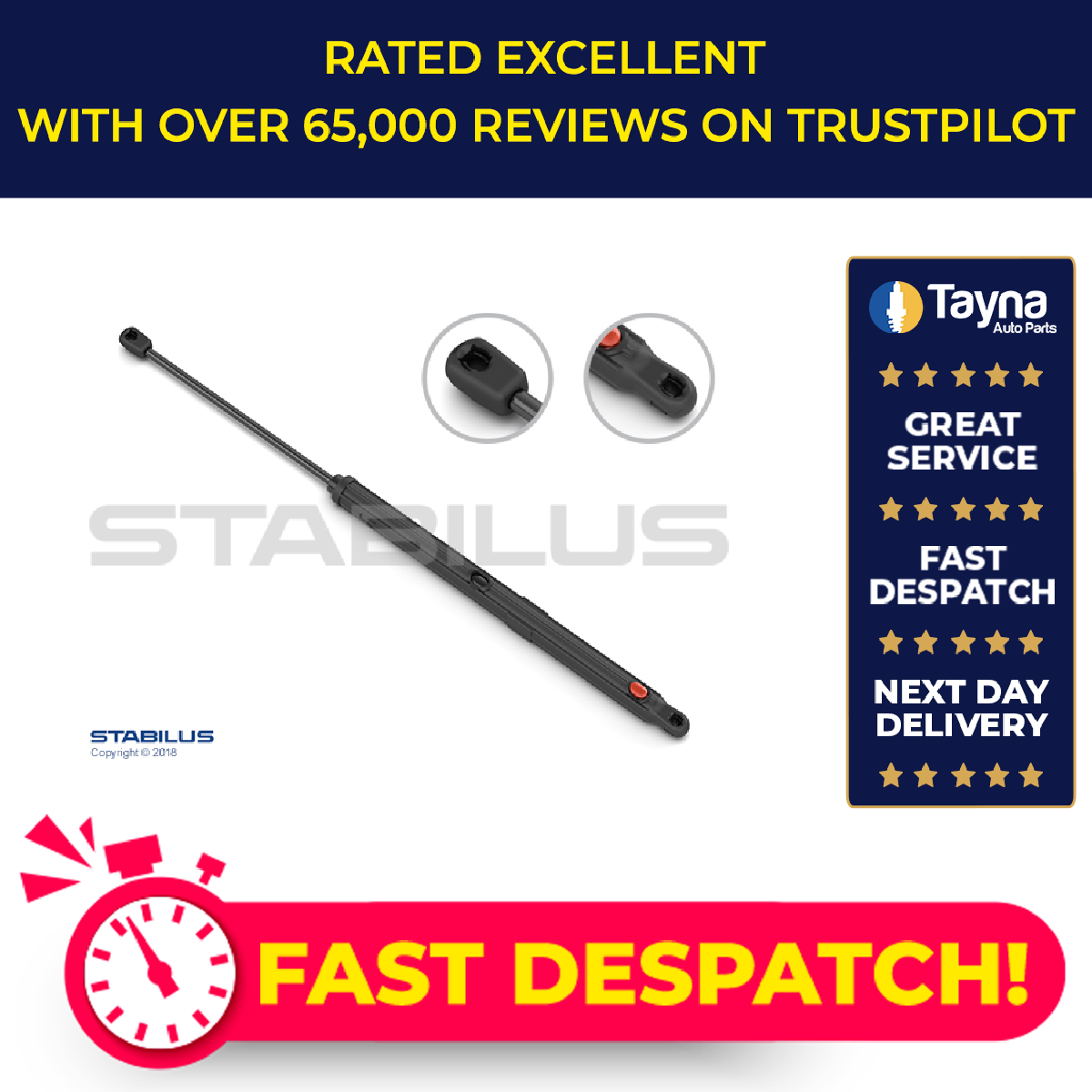 Stabilus Bonnet Gas Strut Left 3477XW [PM1630077]