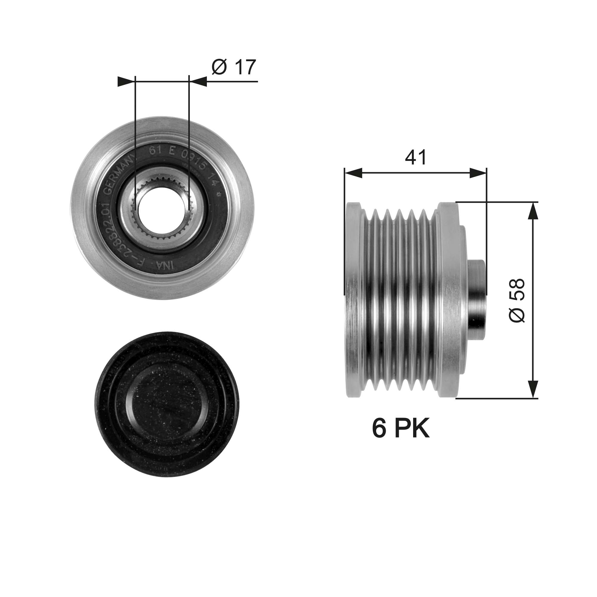 Overrunning Alternator Pulley OAP7052 Gates Clutch 77364725 77363948 12759596 - Picture 2 of 8