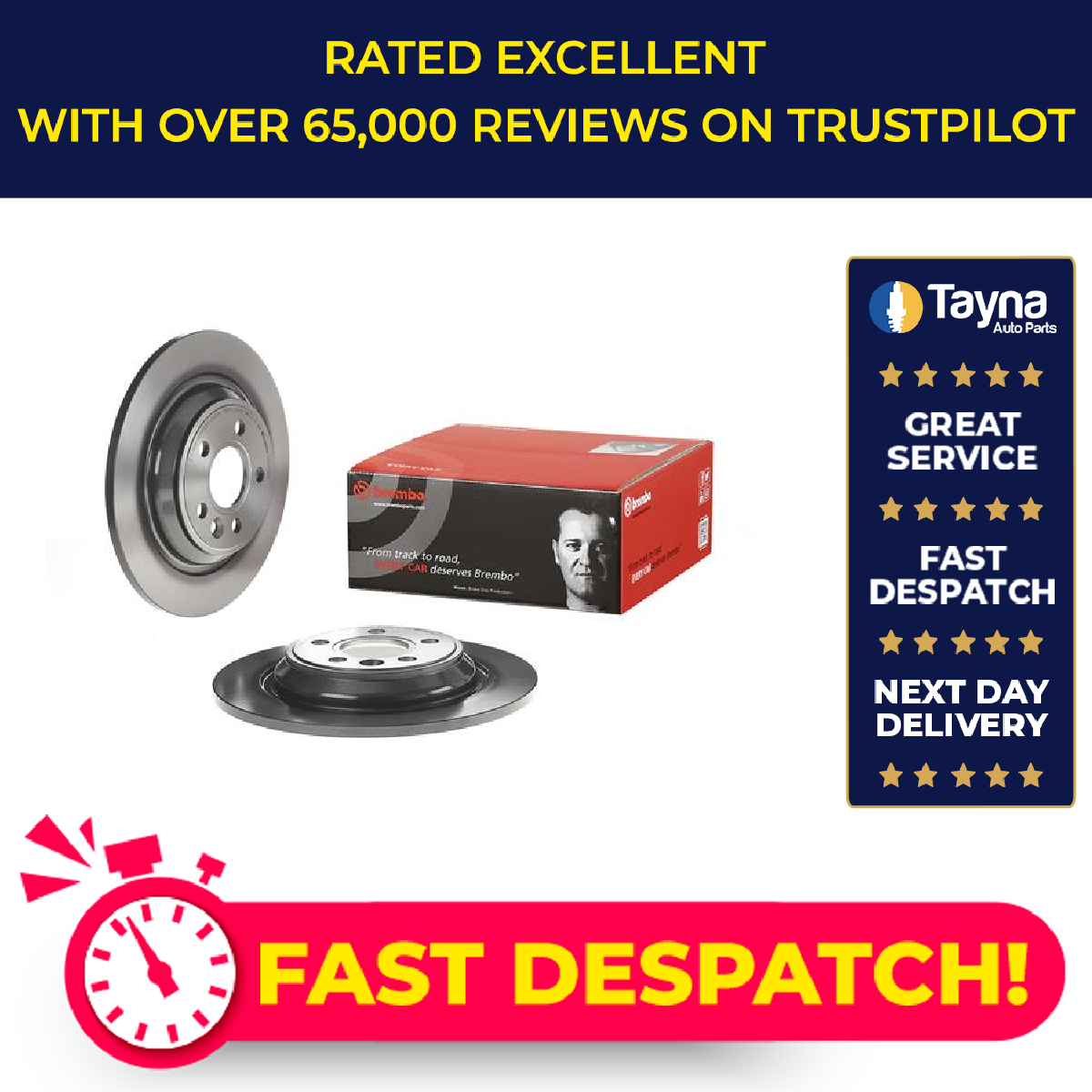 2x Brake Discs Pair Solid fits VOLVO XC70 Mk2 2.0 Rear 13 to 16 B4204T11 302mm