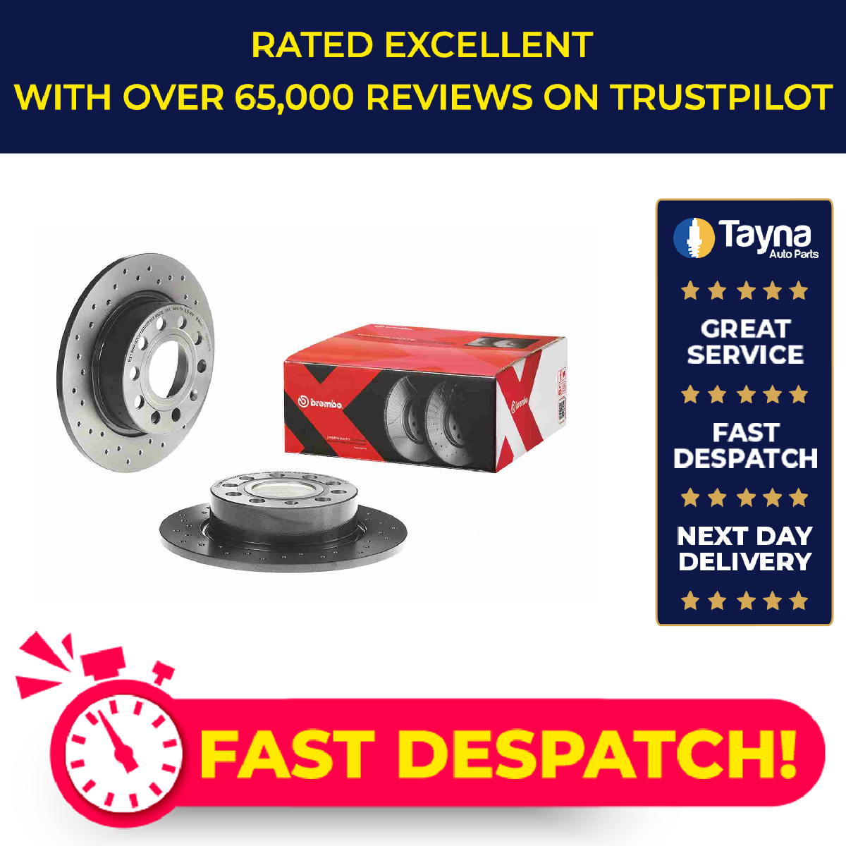 2x Brake Discs Pair fits VW EOS 1F Rear 1.4 1.6 2.0 2.0D 06 to 15 253mm Set New