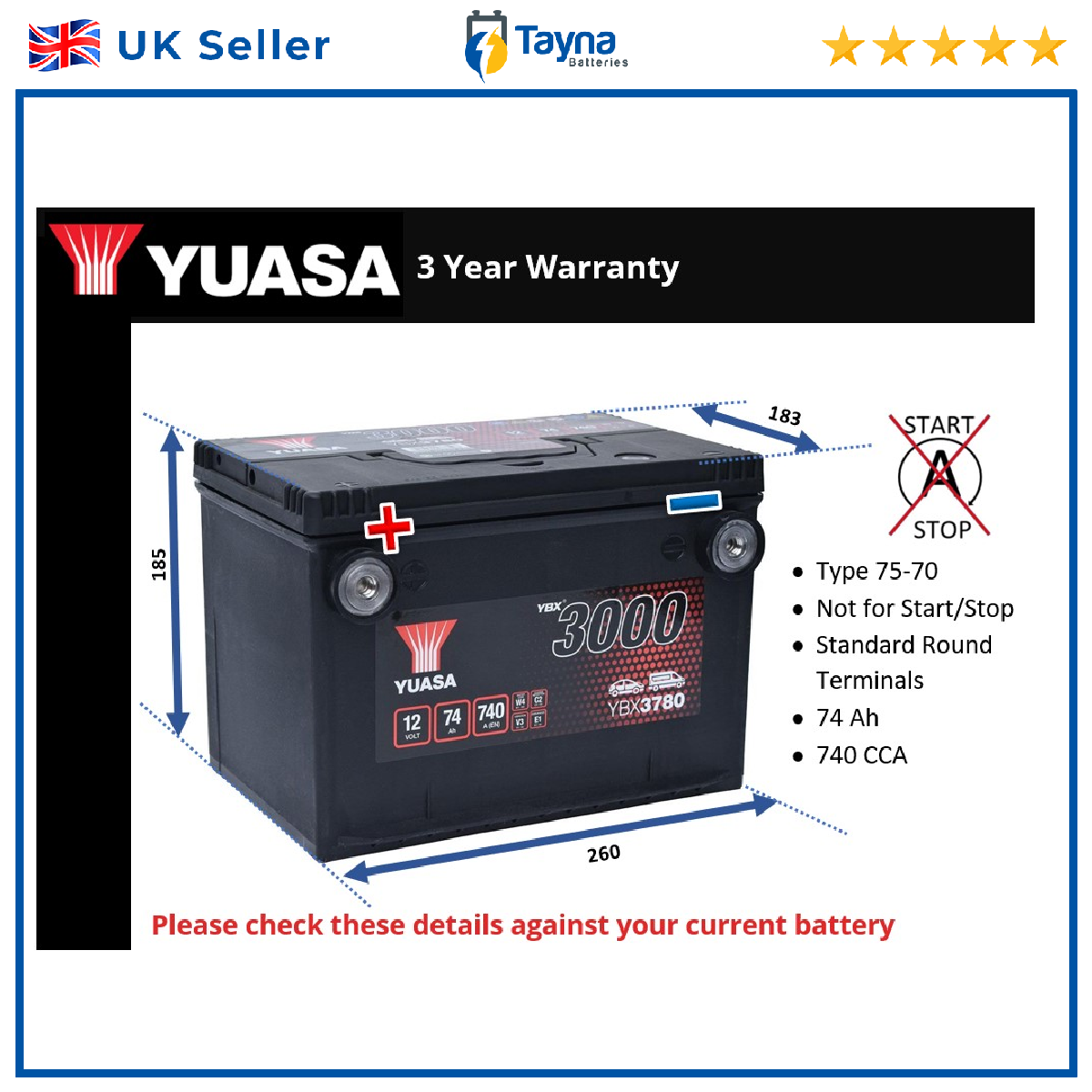 Yuasa Car Battery YBX3780 [PM2410623]