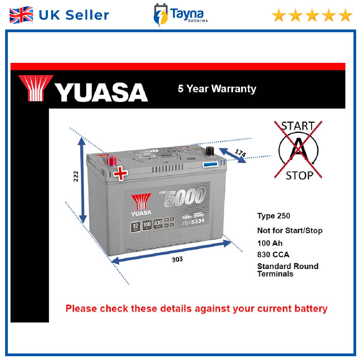 Yuasa Car Battery YBX5334 [PM504855]