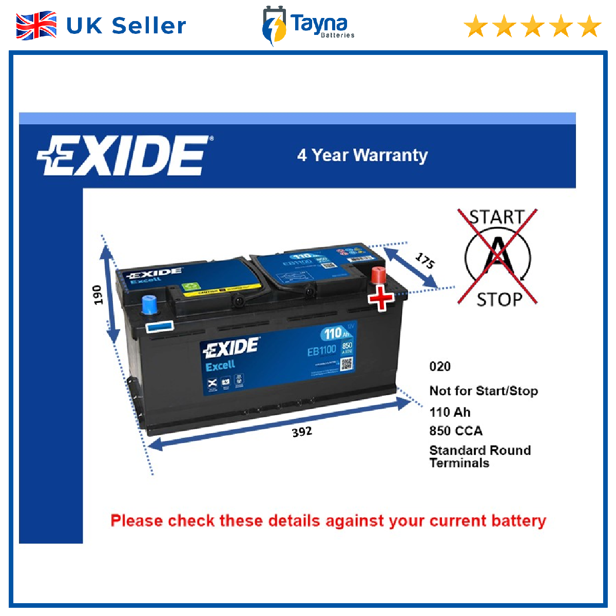 Exide Car Battery EB1100 [PM2386516]