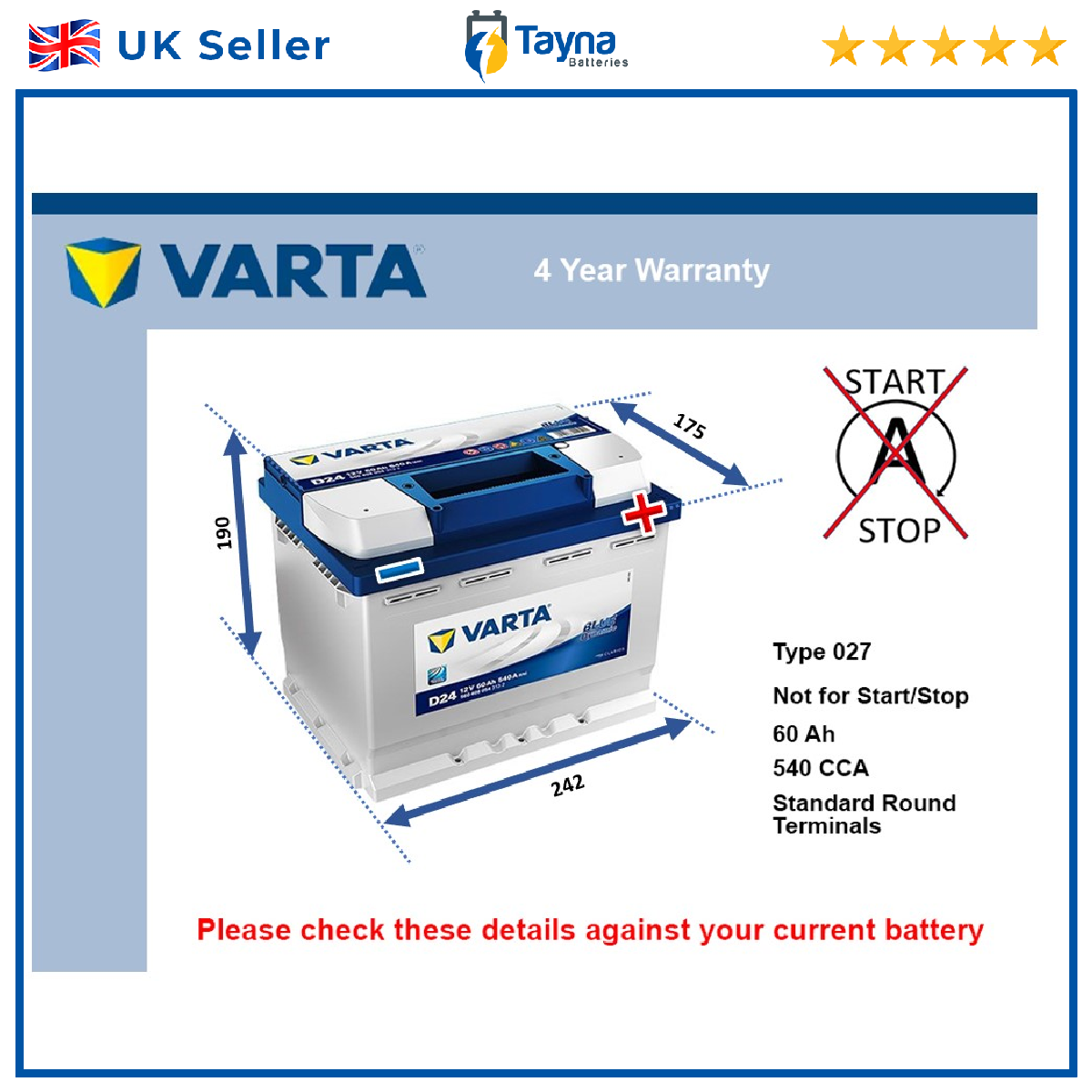 Varta Car Battery 5604080543132 [PM1843196]