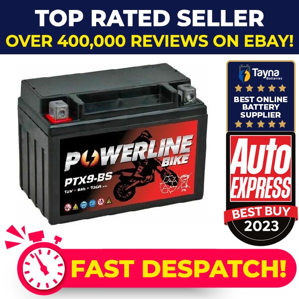 PTX9-BS Powerline Motorcycle Battery 12V 9Ah [PM2462275]