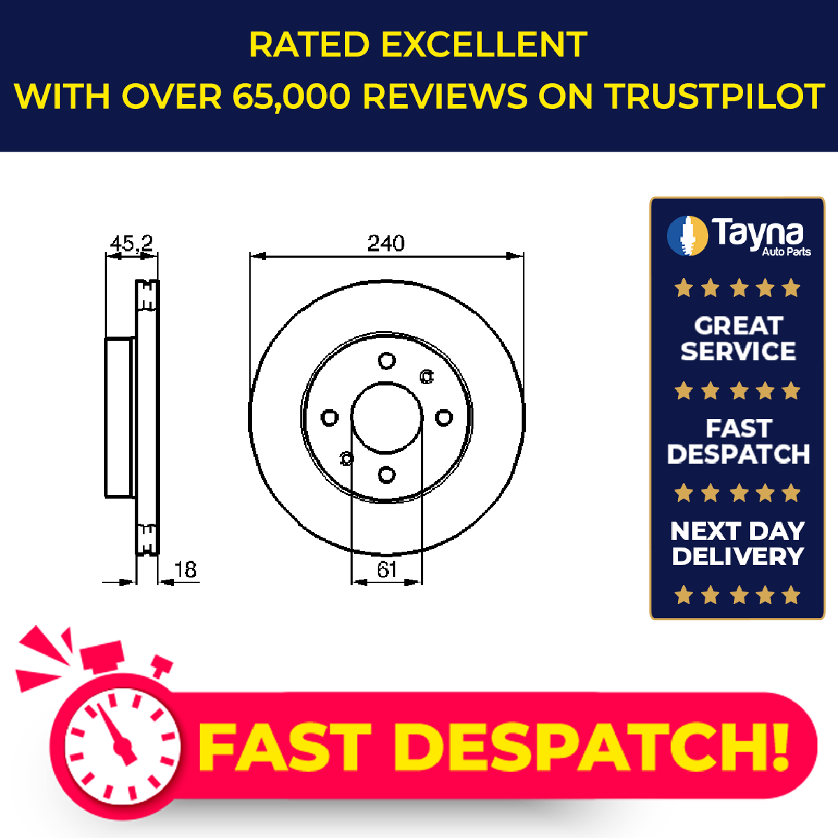 2x Brake Discs Pair Vented fits NISSAN SUNNY N14 1.4 Front 90 to 95 GA14DS 240mm