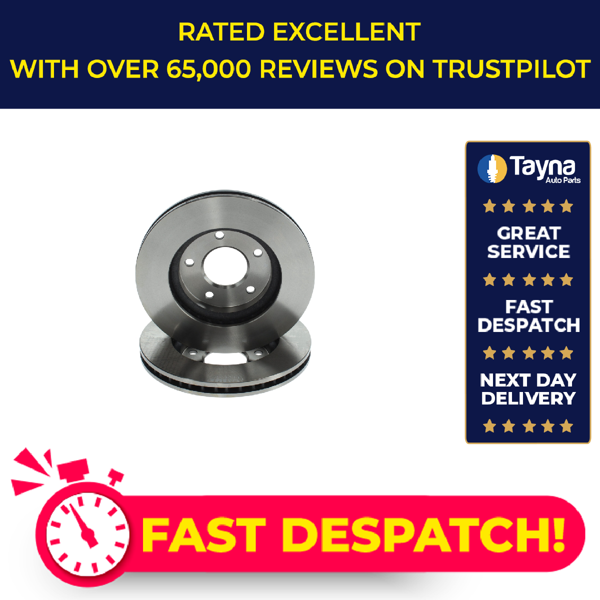 2x Brake Discs Pair Vented fits MITSUBISHI LANCER Mk7, Mk8 2.0 Front 2007 on Set