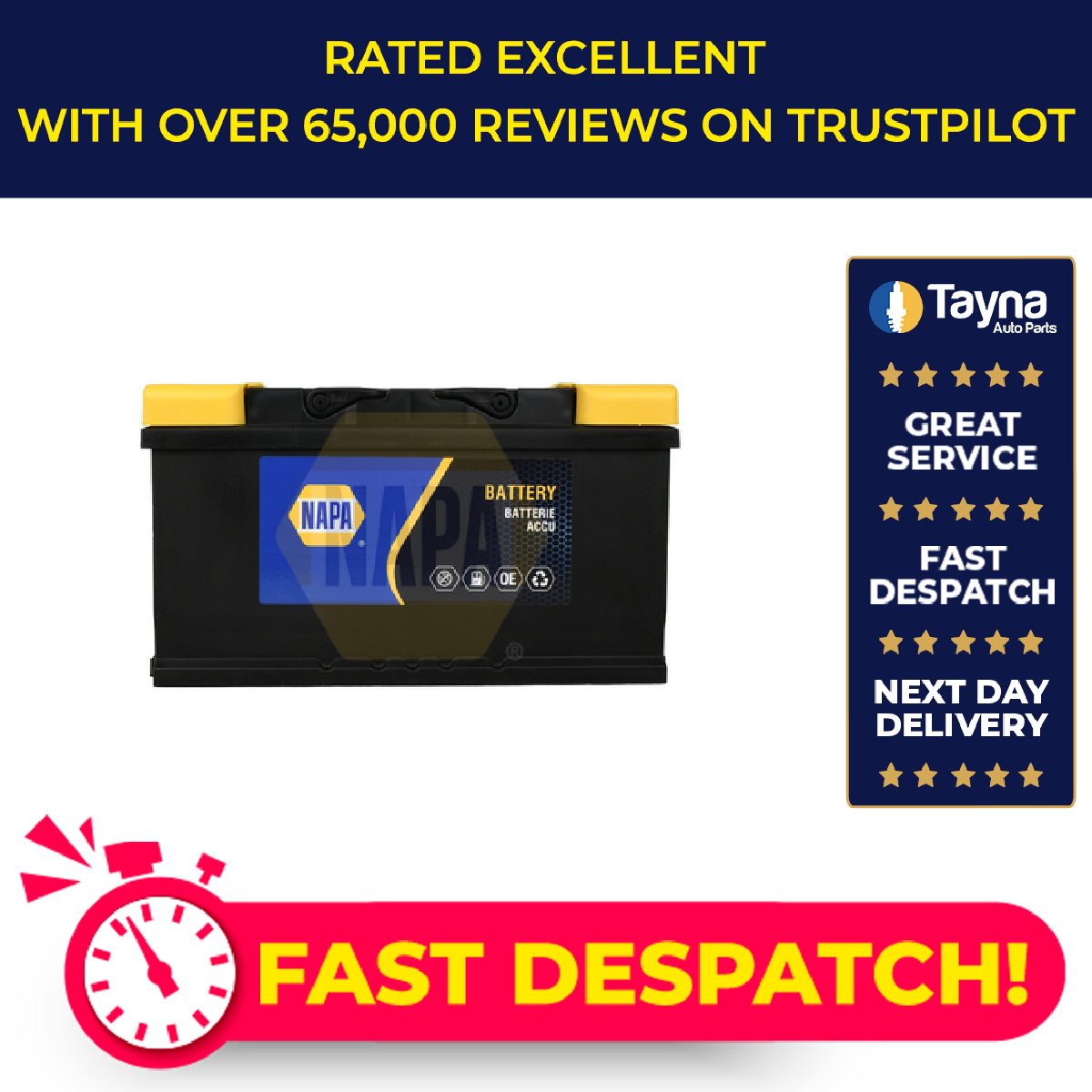 Autobatterie 110N NAPA 1J0915105AG 8E0915105D 8K0915105D 1426522 5CP110255DA NEU - Bild 1 von 8