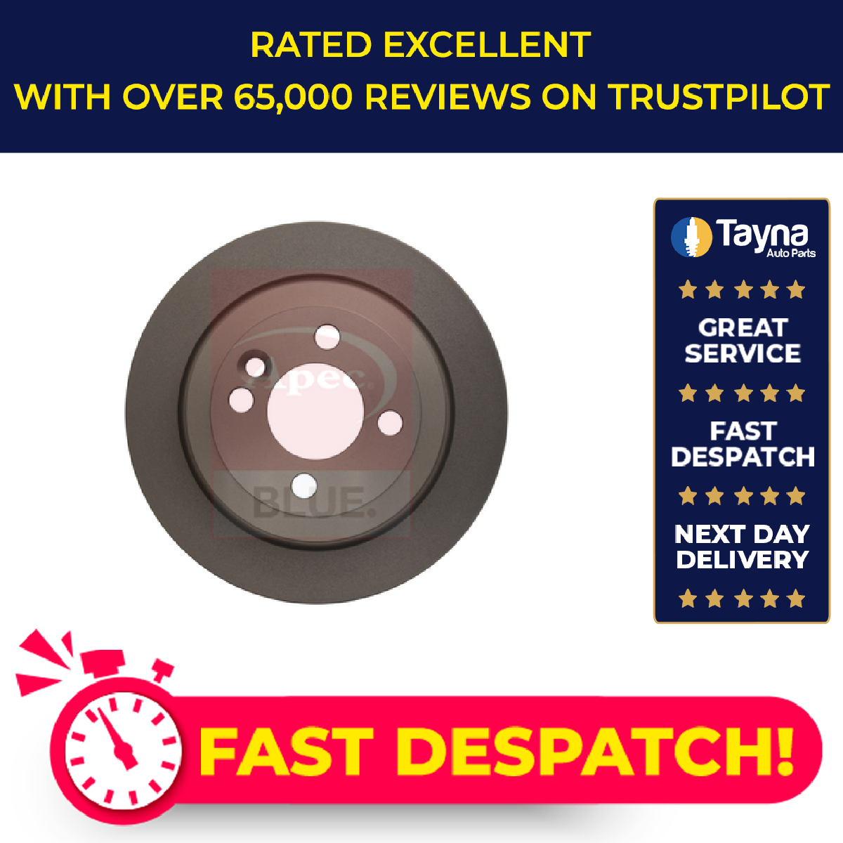 Apec Blue 2x Brake Discs Pair Solid Rear SDK6115 [PM1809819]