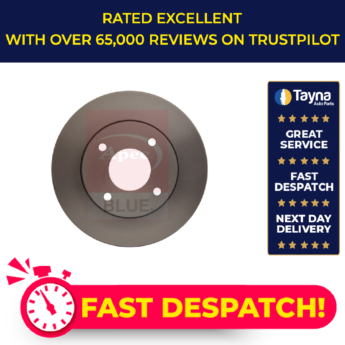 2x Brake Discs Pair Vented Front 256mm SDK6143 Apec Blue Set 4544200001 4605A068