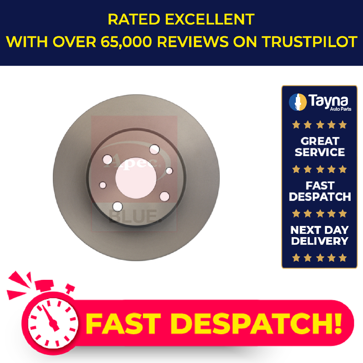 Apec Blue 2x Brake Discs Pair Solid Rear SDK6165 [PM1809868]