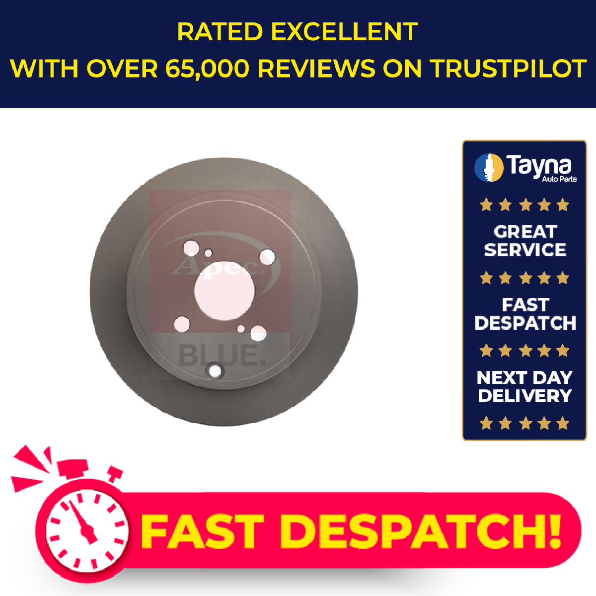 2x Brake Discs Pair Solid Rear 258mm SDK6233 Apec Blue Set 4243102070 4243102071