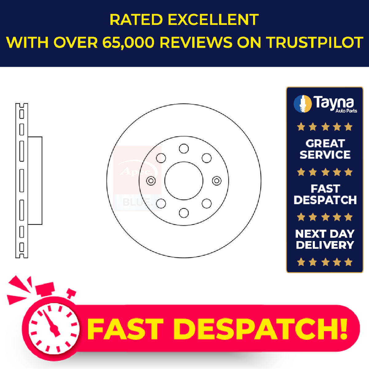 Apec Blue 2x Brake Discs Pair Vented Front SDK6386 [PM1810052]