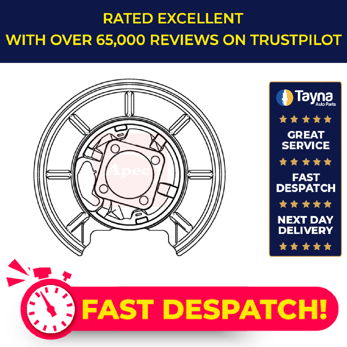 Apec Brake Disc Splash Panel Rear Left ASG1165 [PM2049244]