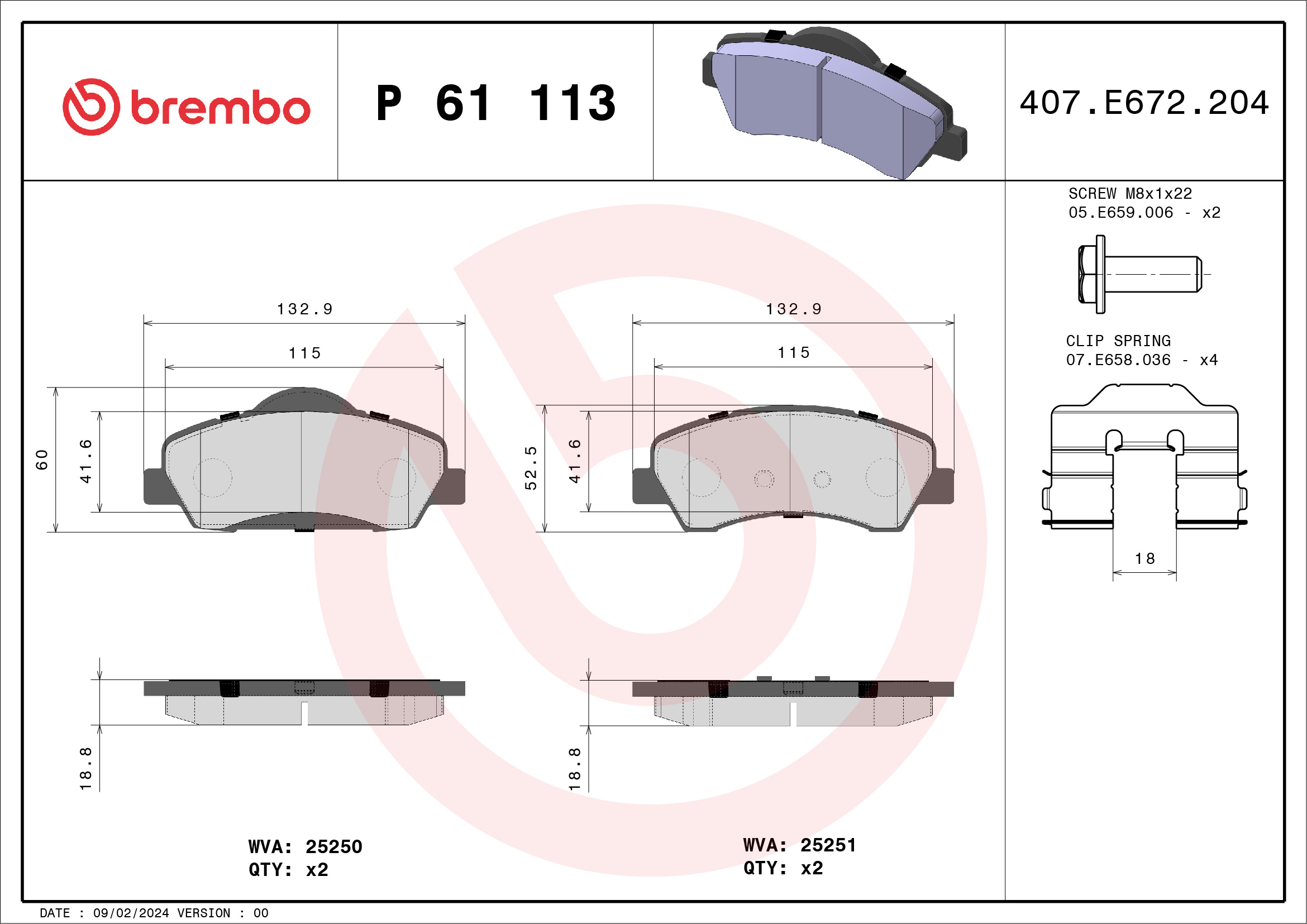 Brake Pads Set fits PEUGEOT 308 Mk2 1.6D Front 13 to 21 Brembo 1608691380 New