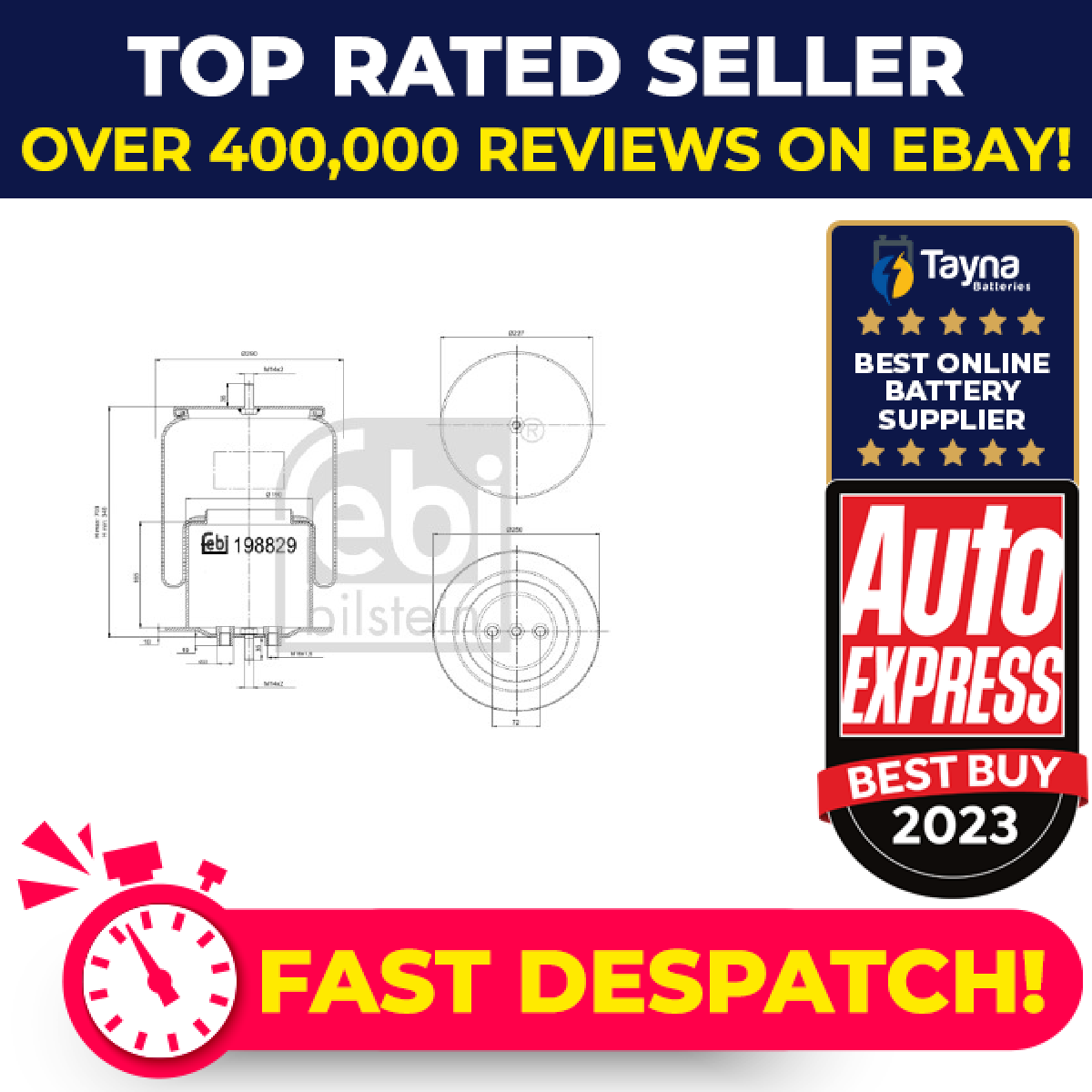 Air Suspension Spring Rear 198829 Febi Bag 041298918 042581954 0041298918 New